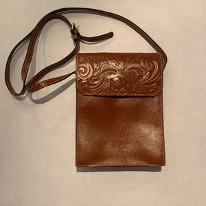 Brown leather Patricia Nash Boho crossbody purse